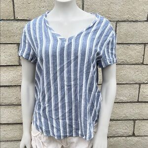 Cloth & Stone Linen Striped Women's Top